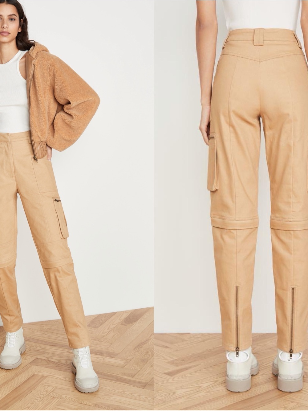 I.AM.GIA Ursa Cargo Utility Convertible Tan Khaki Zippered Pants Size S